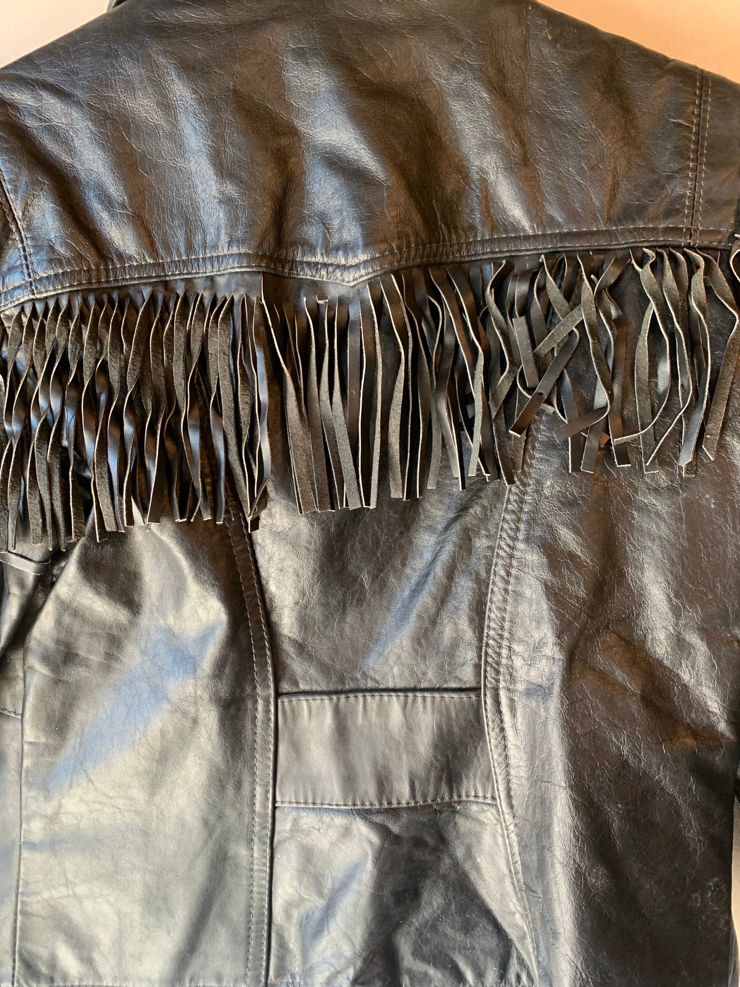 Branded Garments Zip Up 90s Leather Fringe Jacket (XS/S)