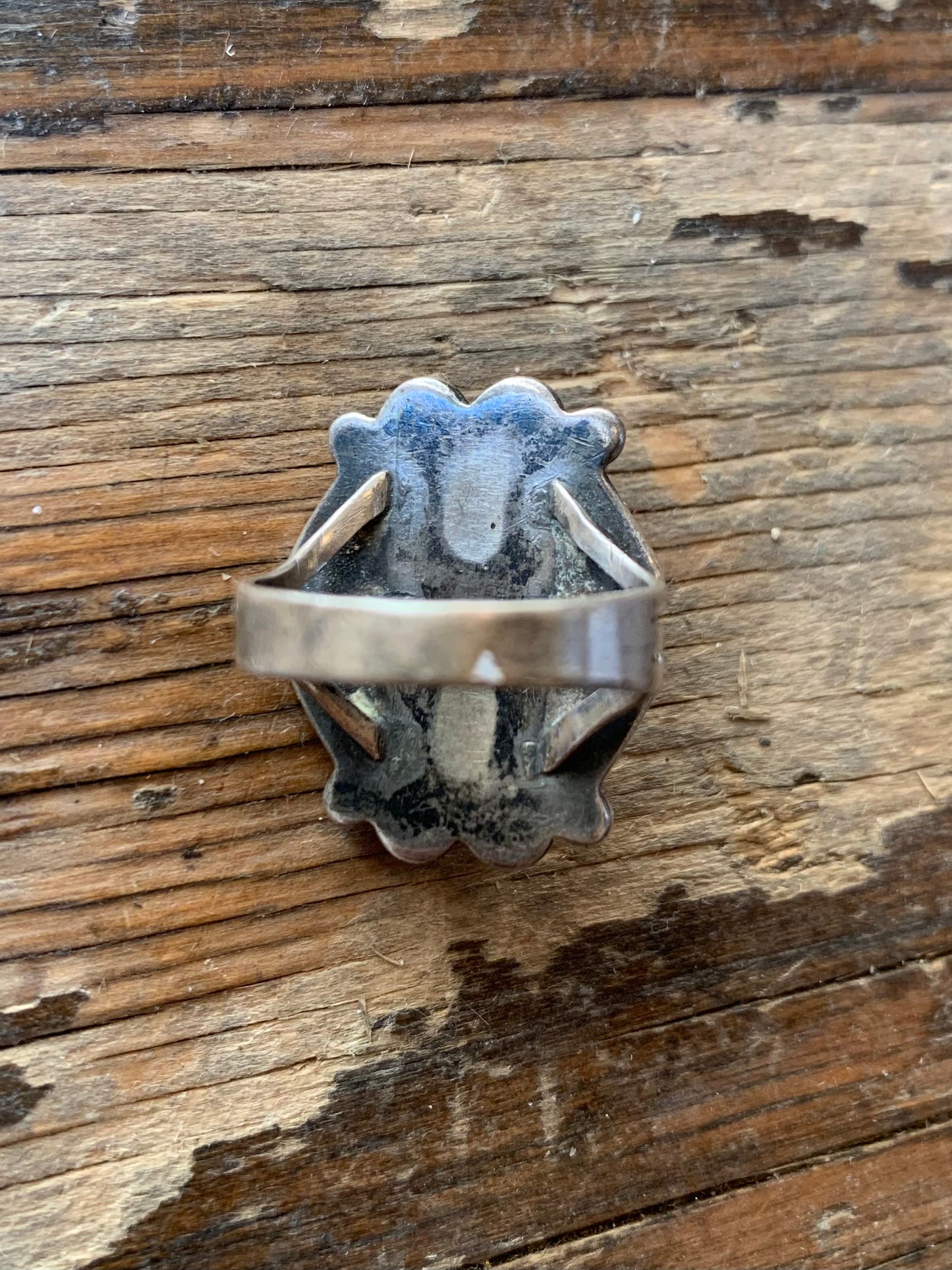 Sterling Silver Ring w/ Rectangle Swirly Stone