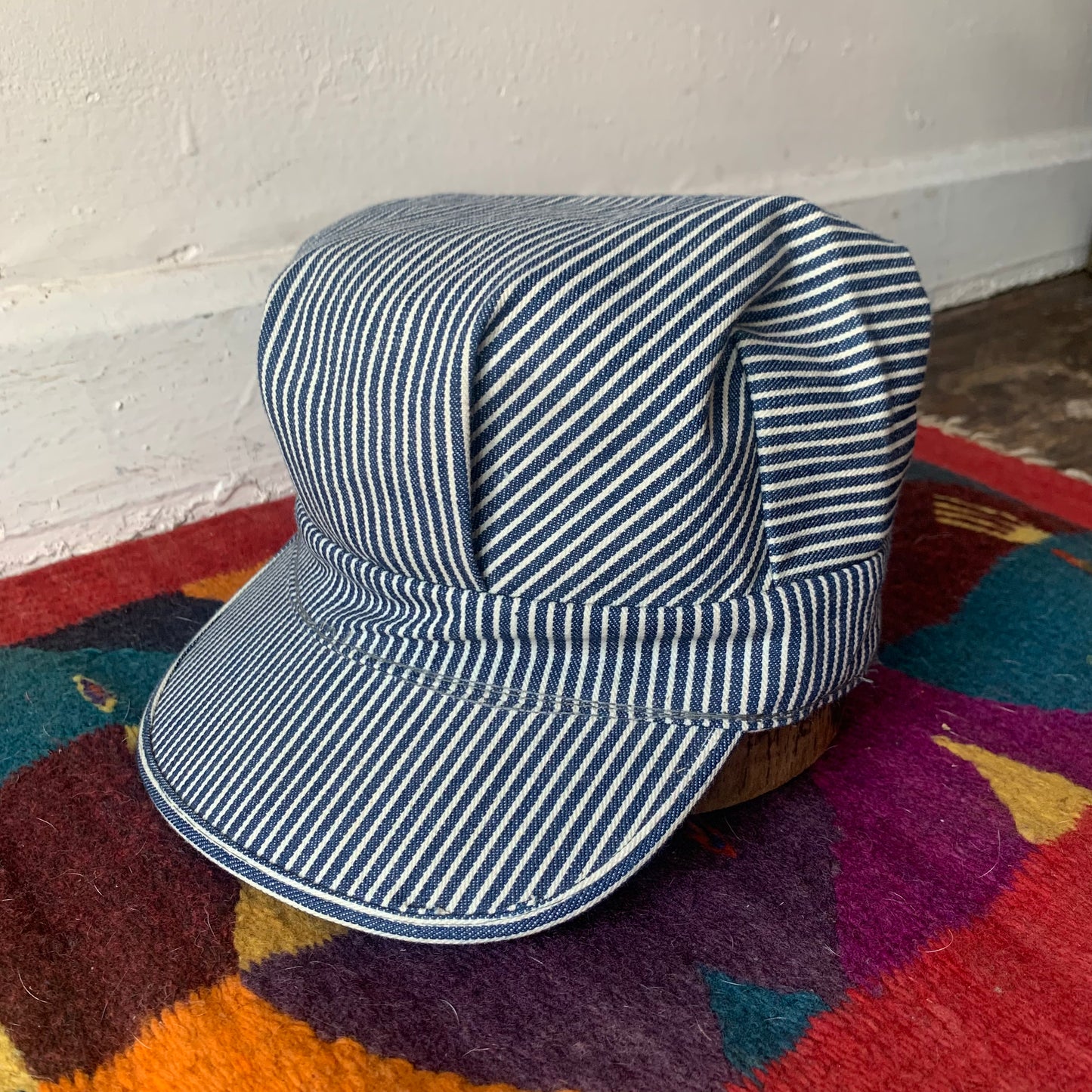 Vtg Sanfordized Pinstripe Railway Cap