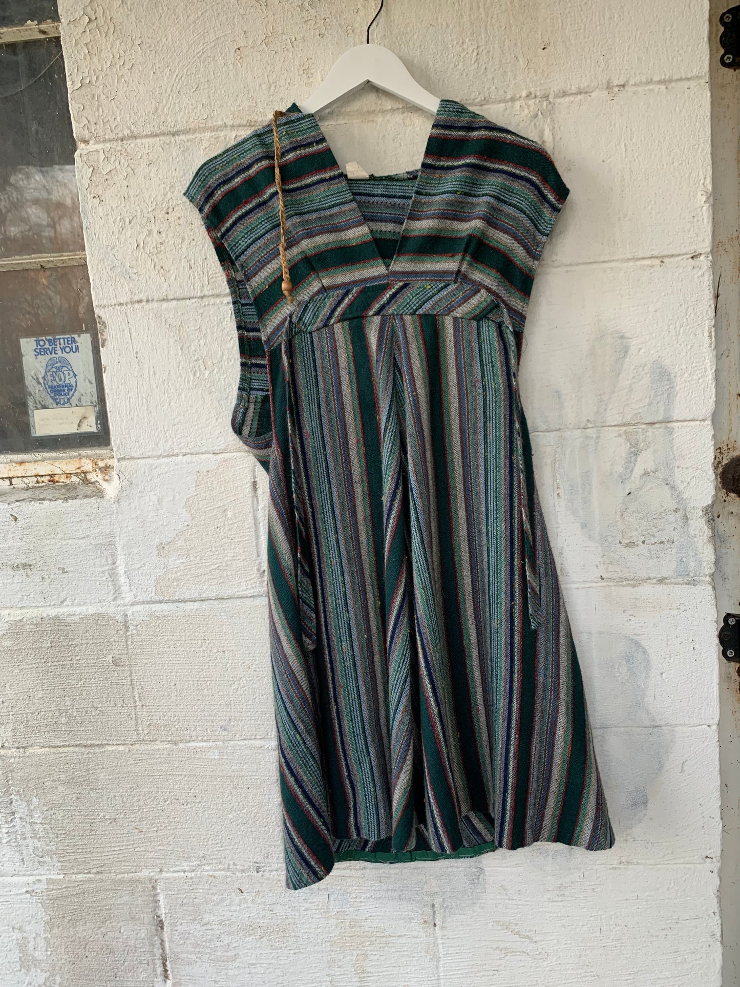 1970s Woven Mini Dress w/ Hood (XS)