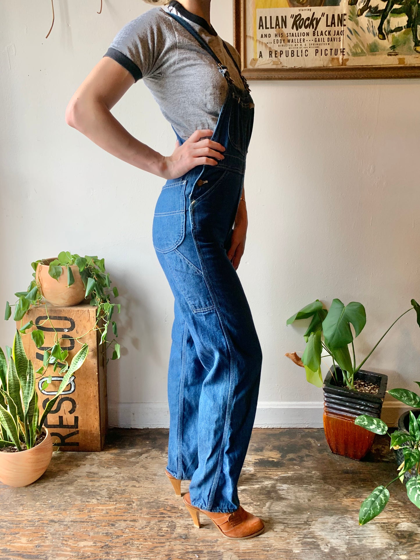 Vtg. Darkwash Lee Overalls Petite (XS)