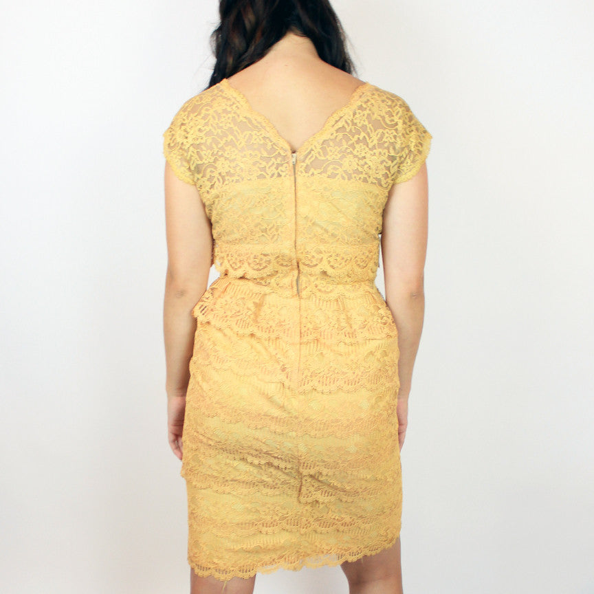 1950s Peach Lace Dress (M)